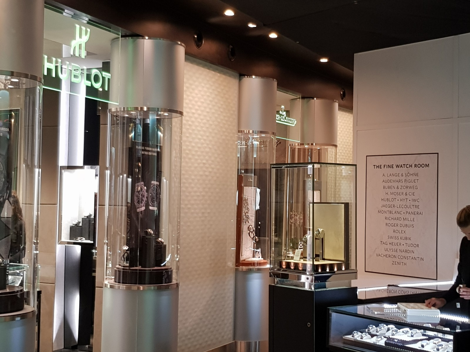 Hublot's ground floor boutique in the Harrods Fine Watch Room remains open, but is surrounded by hoardings for construction work.